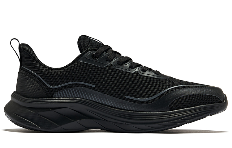 Erke Амортизирующие износостойкие низкие беговые кроссовки мужские Jet Black Carbon Gray, цвет Jet Black Carbon Gray — фото 2