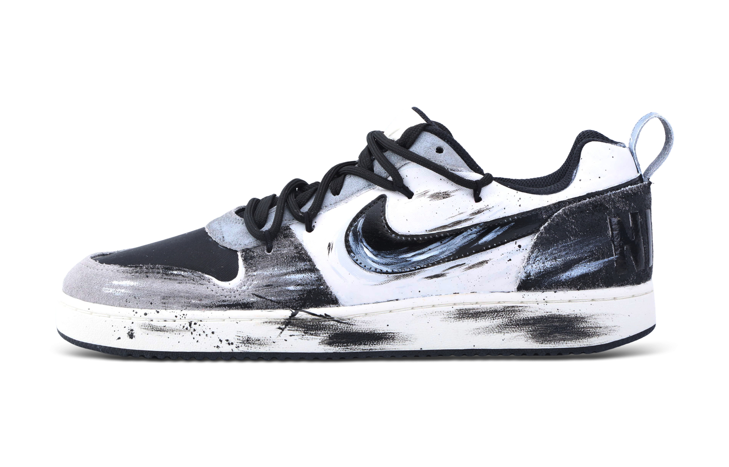 Nike Мужские скейтерские кроссовки Court Borough Drippy Black Whirlwind, устойчивые к истиранию, низкие, серо-черные — фото 3