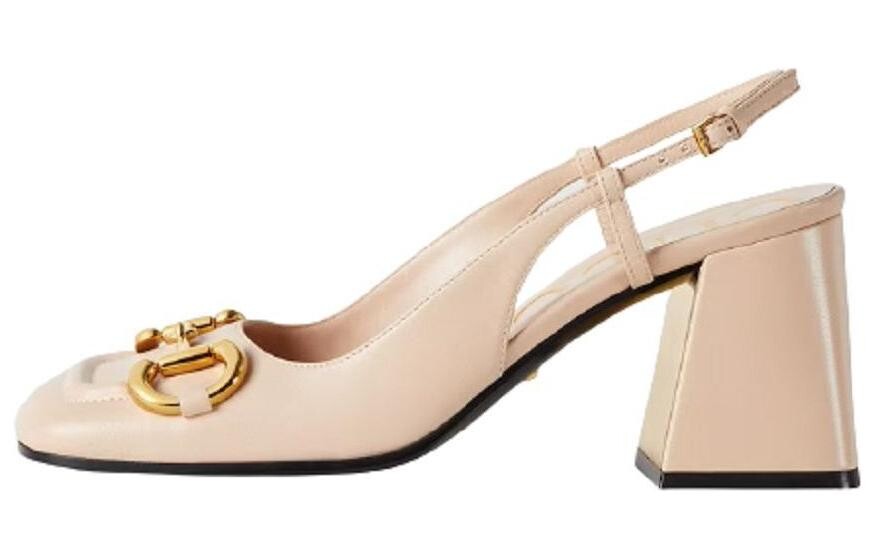 

Туфли-лодочки Gucci Horsebit с открытой пяткой, светло-бежевый