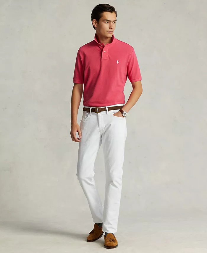 Мужская поло Custom Slim Fit с сетчатой тканью Polo Ralph Lauren, розовый — фото 2