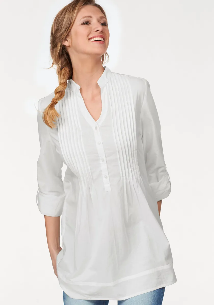 

Длинная блузка Aniston CASUAL с декоративной окантовкой, кремовый