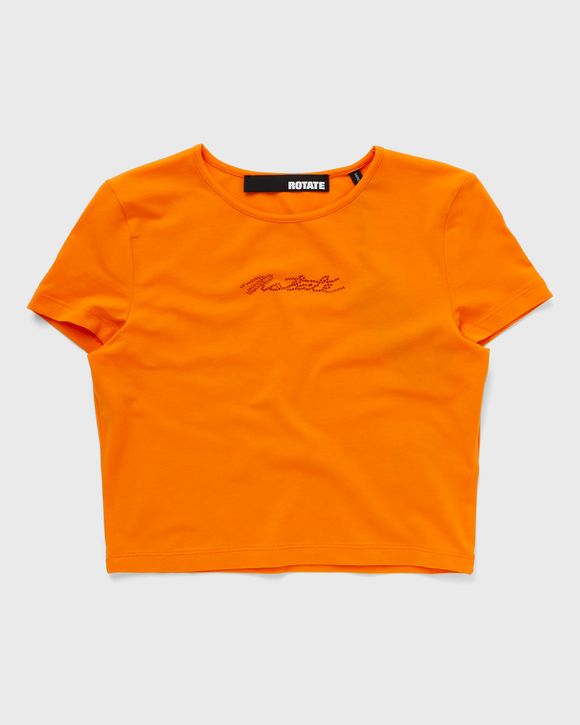 

Топ Rotate Birger Christensen Cropped Tee, цвет vibrant orange