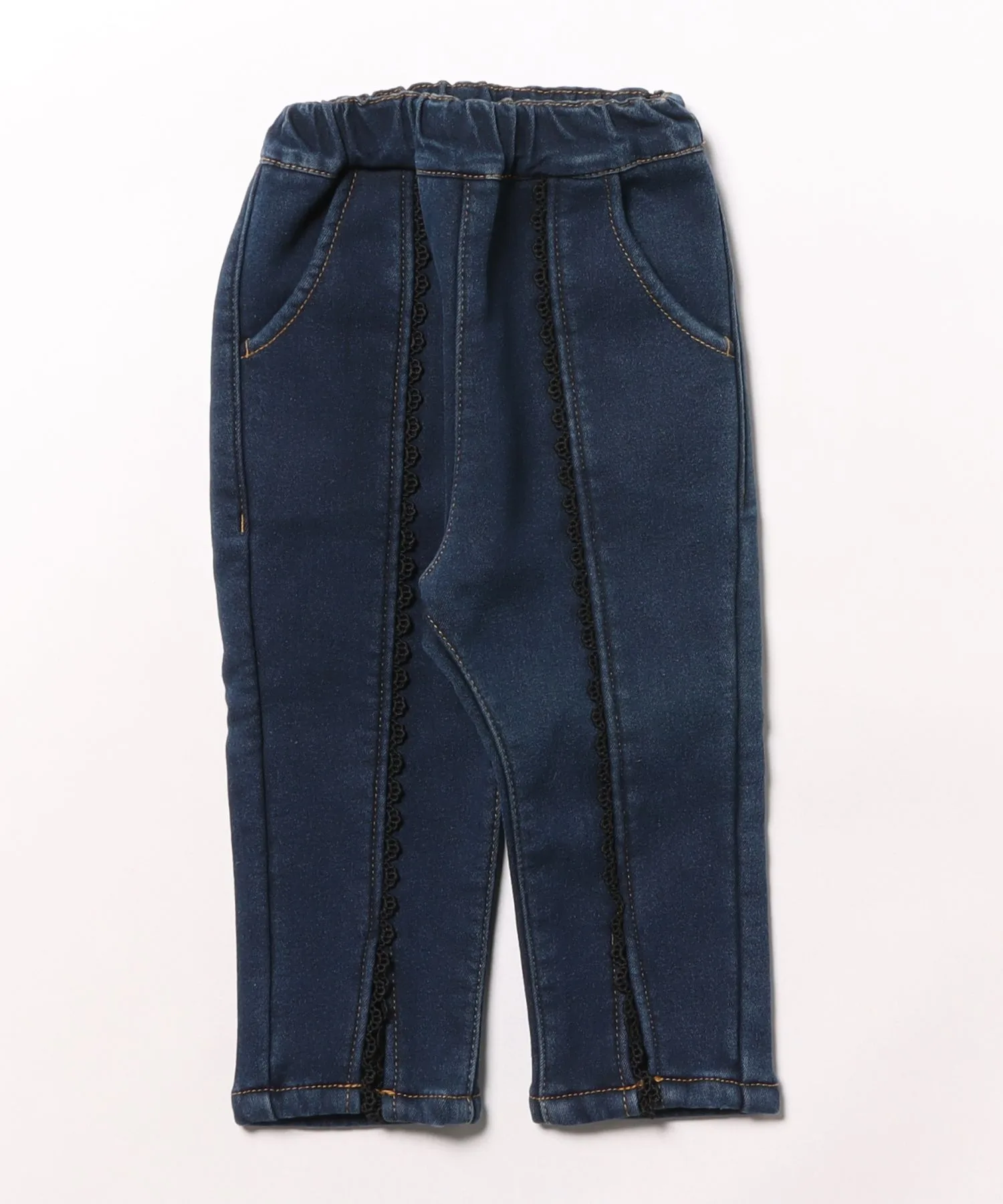 Джинсы с бархатной подкладкой и кружевной отделкой Crescent Navy