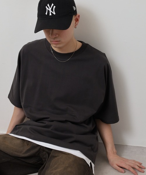 

Футболка с коротким рукавом типа «летучая мышь», свободного кроя, однотонная FUNALIVE, угольно-серый