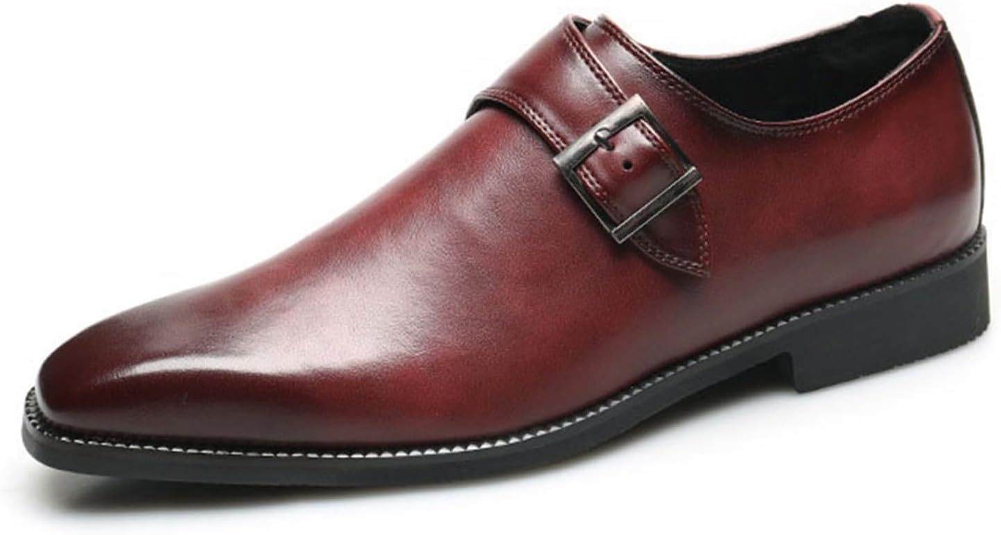 

Мужские классические туфли оксфорды с однотонным носком и ремешком-монахом, современные формальные туфли из искусственной кожи Generic, бордовый