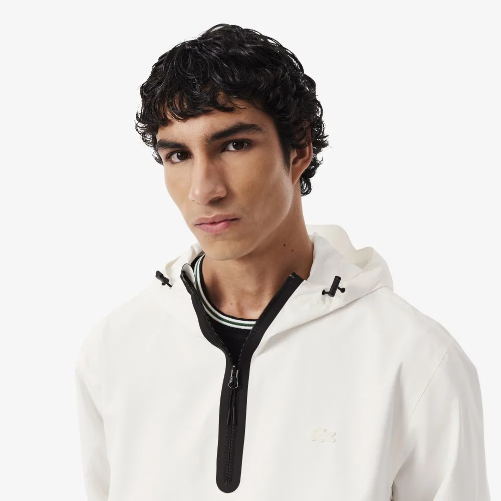 Мужской тканый анорак оверсайз цвета слоновой кости от Lacoste — фото 2