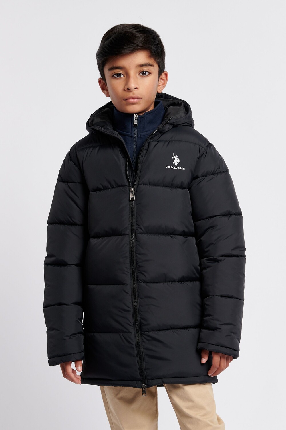 

Удлиненная куртка пуховик для мальчиков U.S. Polo Assn, черный