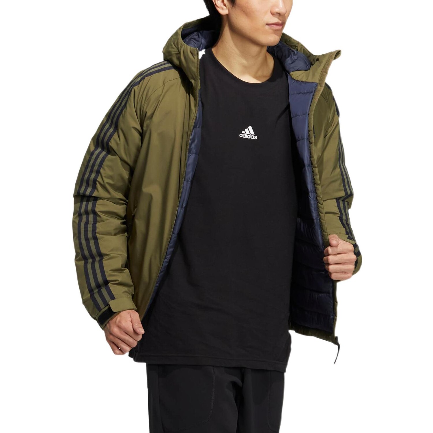Пуховик Adidas Logo, зеленый — фото 4