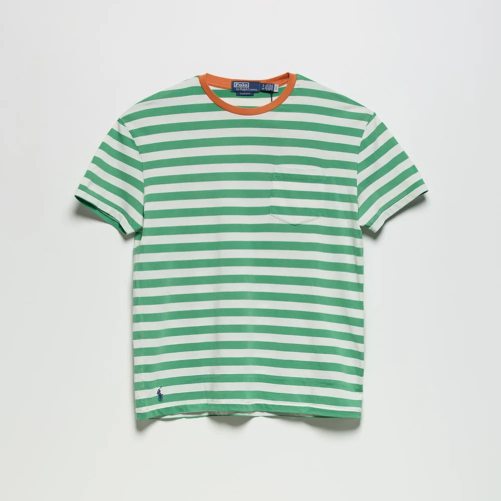 Мужская полосатая футболка Classic Fit Jersey зелёная от Polo Ralph Lauren