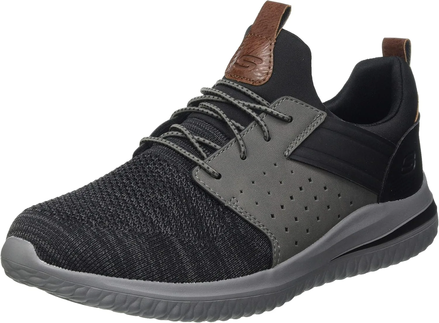 Мужские походные кроссовки Skechers с вязаным верхом и шнуровкой на резинке, черный/серый