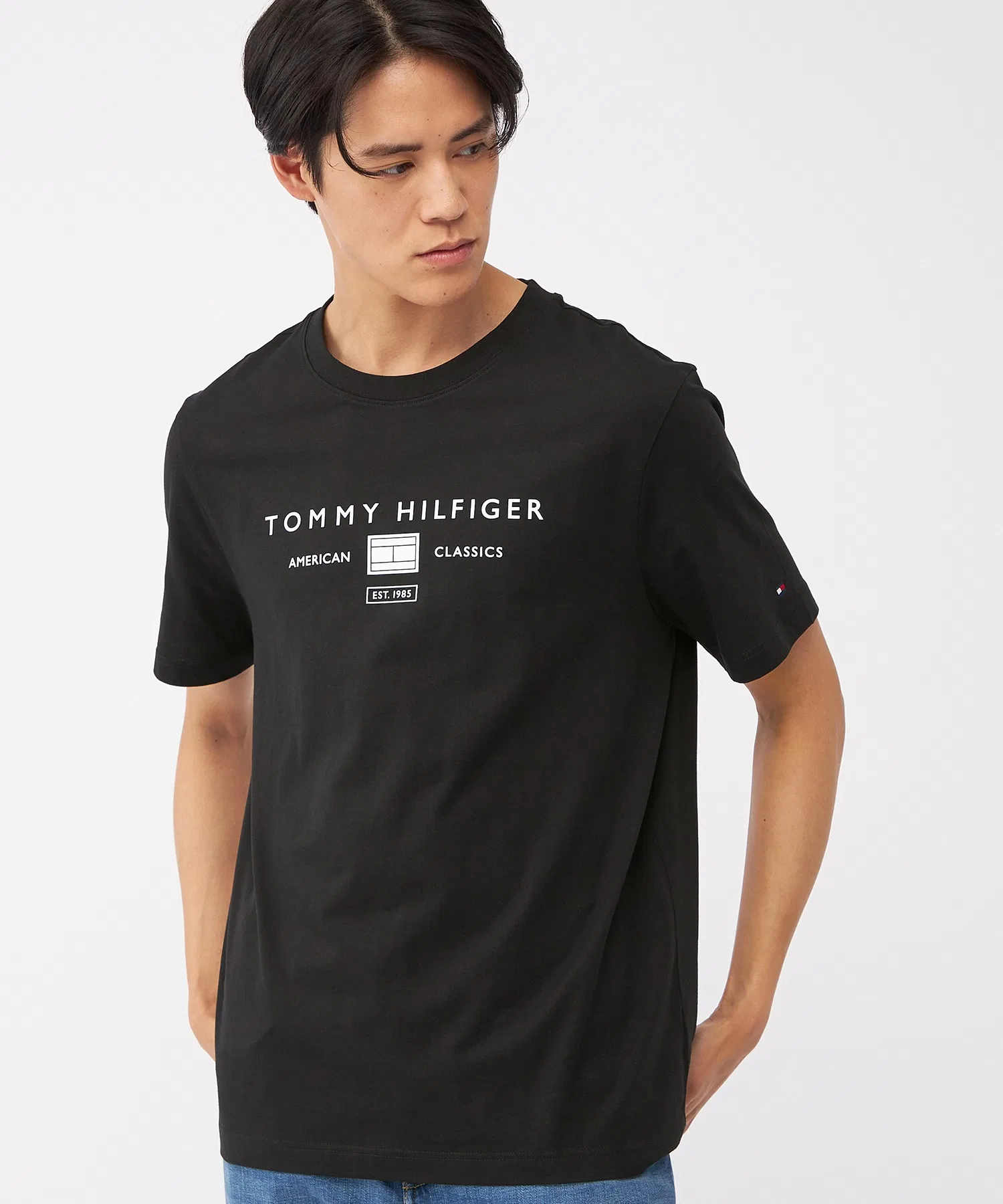 Унисекс футболка с логотипом TOMMY HILFIGER чёрный — фото 2