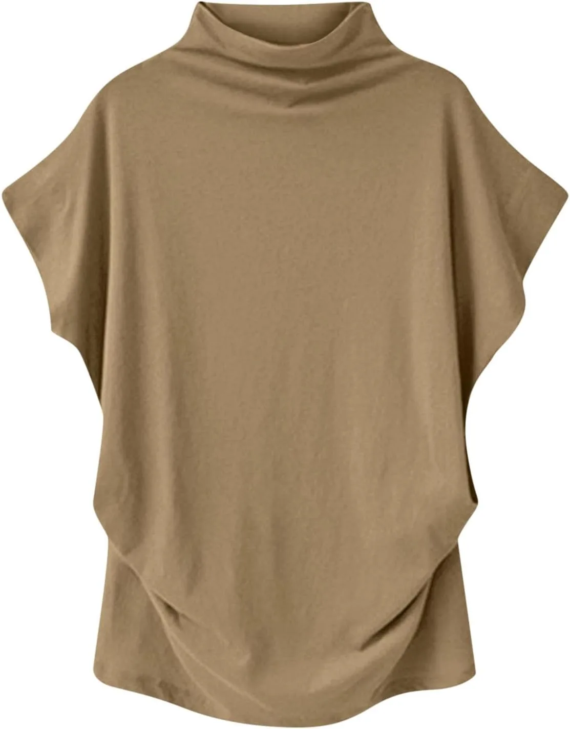 

Женская повседневная блузка с воротником стойкой, свободного кроя, с коротким рукавом и рюшами NATHGAM