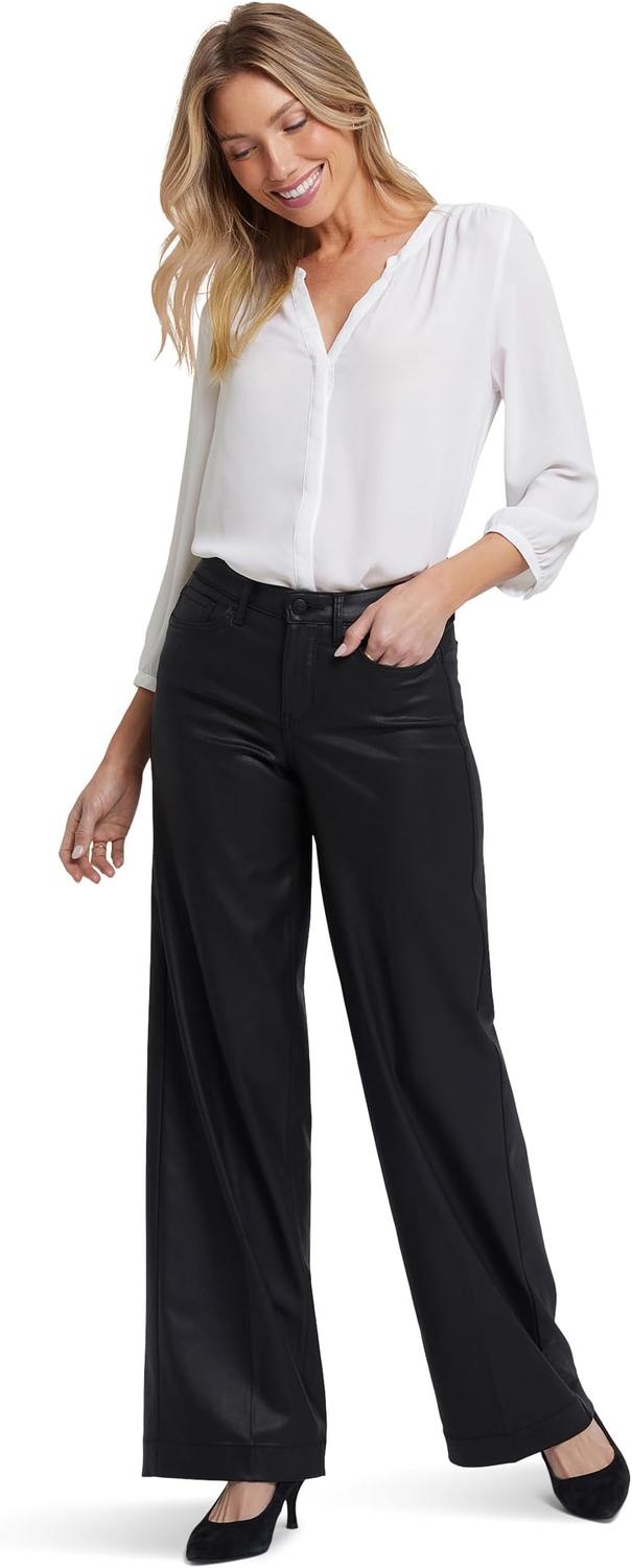 

Женские джинсы Teresa Wide Leg с покрытием, черные с покрытием NYDJ, Black Coated