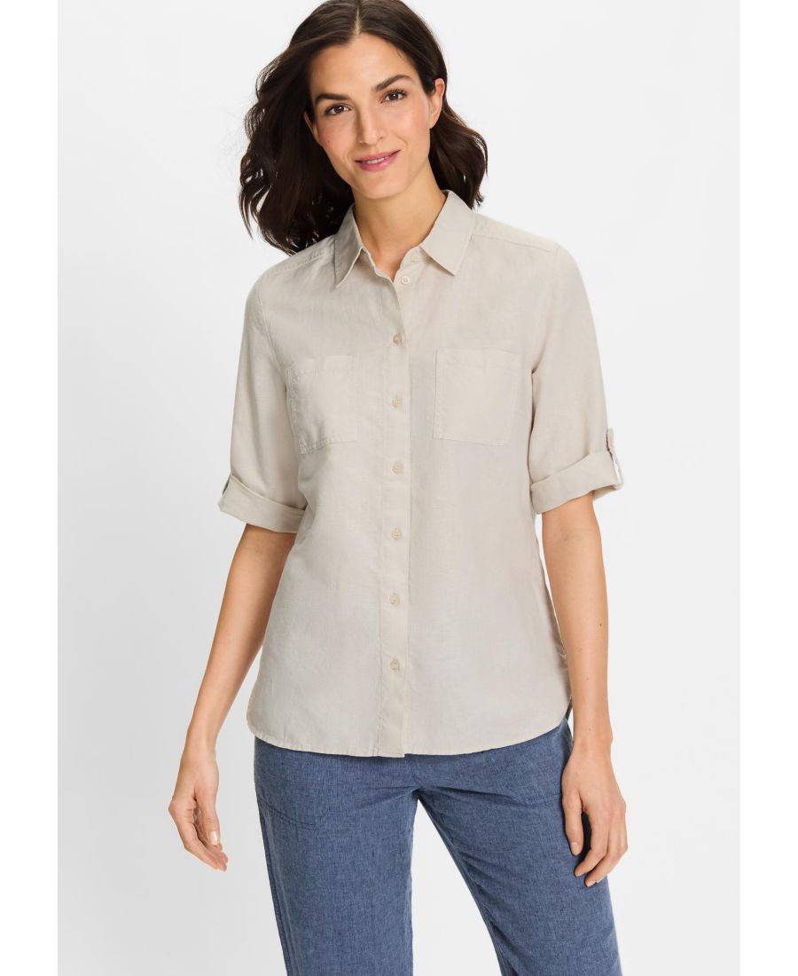 

Женская рубашка с закатанными рукавами и отворотом Olsen, Light stone