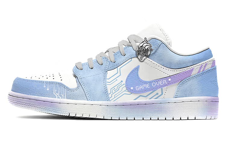 

Кроссовки Air JORDAN 1 Vintage Basketball Shoes Men Low-Top White Blue/Purple