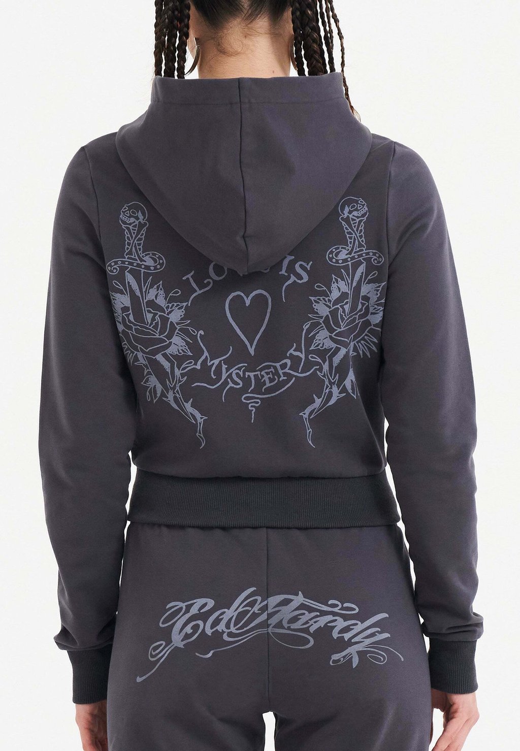 

Толстовка на молнии LOVE IS MYSTERY CROPPED Ed Hardy, темно-серый