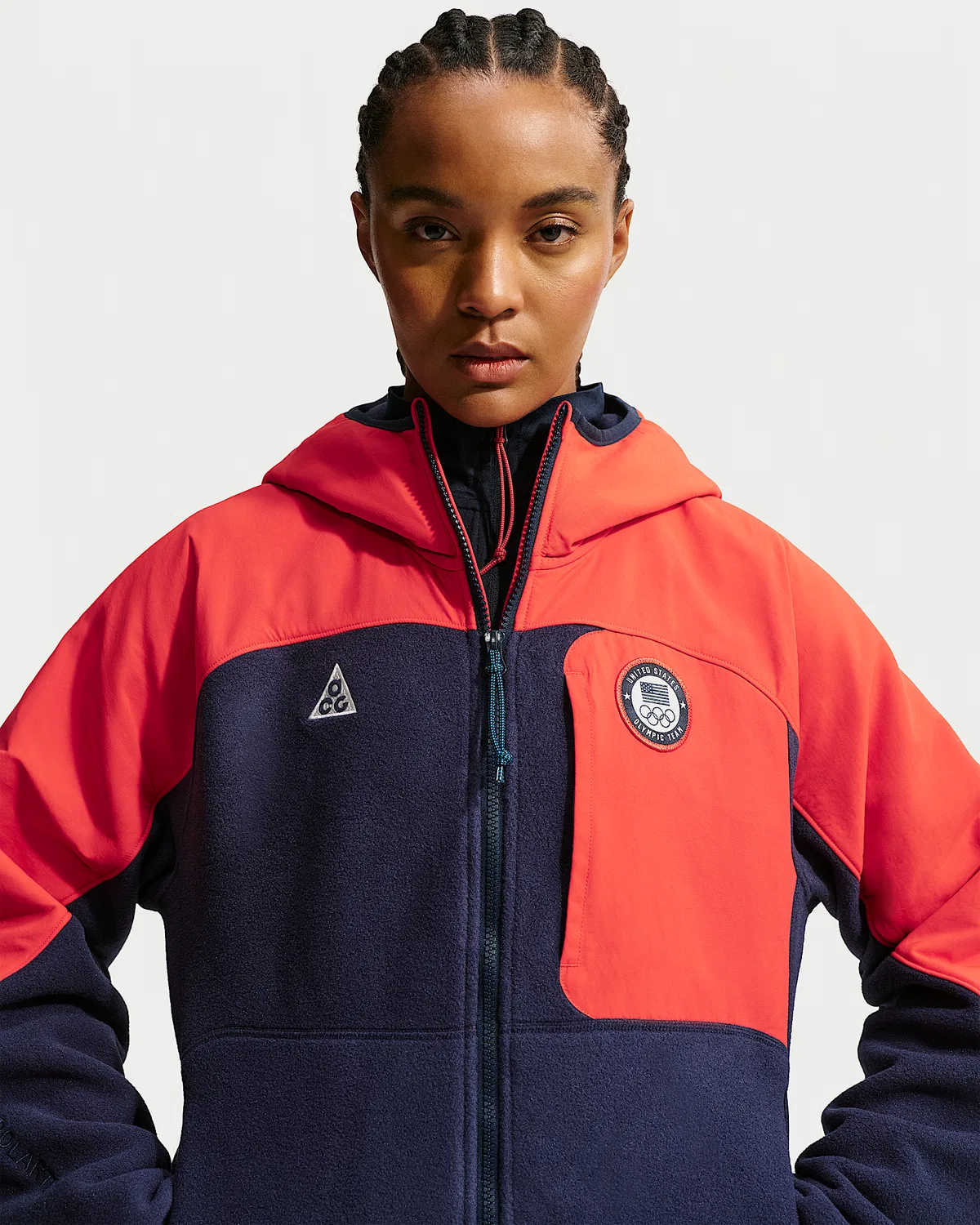 Женская куртка на молнии Nike ACG x United States Olympic Team, Obsidian/Chile Red/Obsidian/Summit White — фото 3