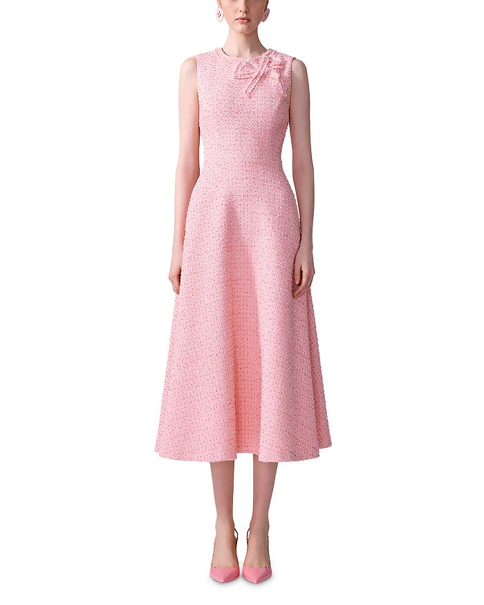 

Вышитое твидовое платье миди Carolina Herrera, розовый
