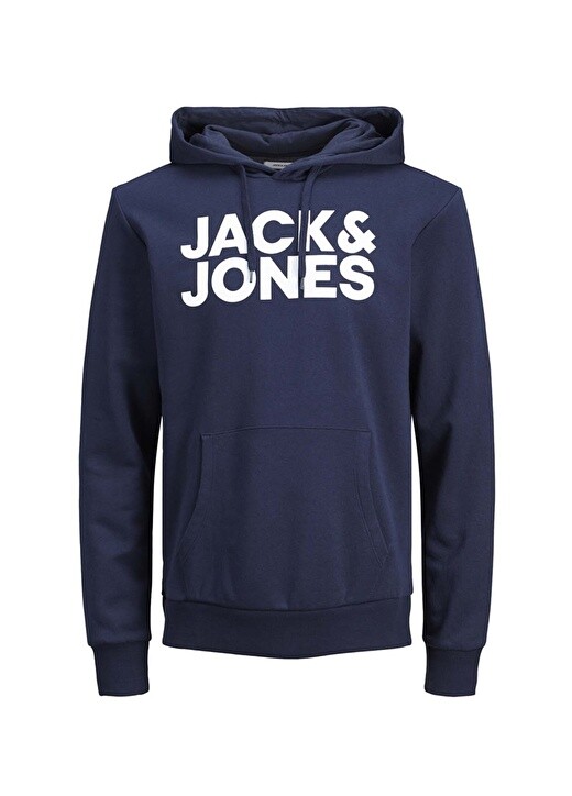 

Темно-синяя мужская толстовка с капюшоном и принтом Jack & Jones, Синий, Темно-синяя мужская толстовка с капюшоном и принтом Jack & Jones