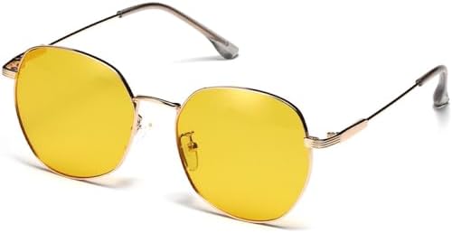 

Овальные солнцезащитные очки 2027 года для женщин, металлическая оправа, мужские солнцезащитные очки, офисные очки для мужчин, защита от УФ-излучения UV400 MTZJH, Gold Yellow