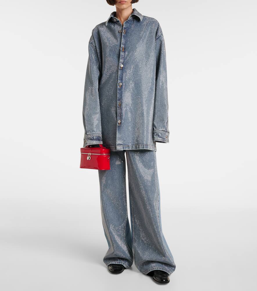 Джинсы с кристаллами и широкими штанинами Stella McCartney, Vintage Blue Denim — фото 2