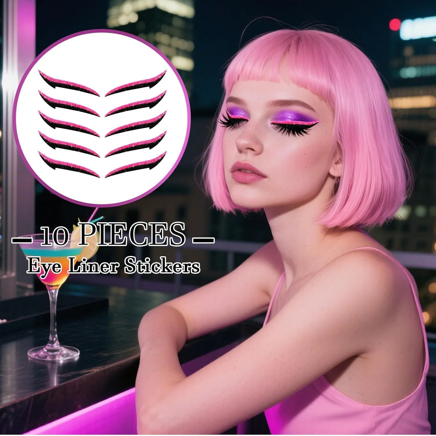 Аксессуар для макияжа Nifyhoomt многоразовые наклейки для подводки 10 шт — фото 2