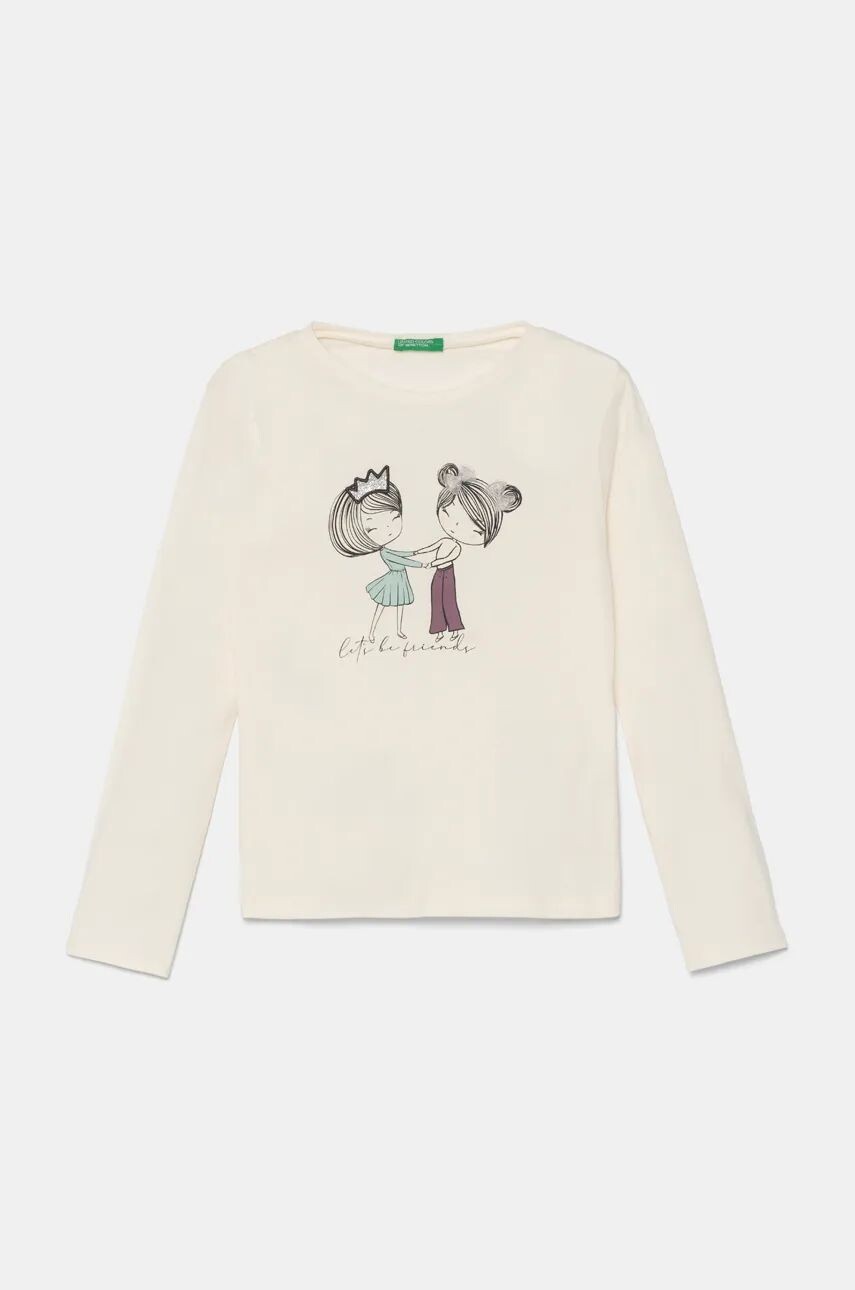 

Хлопковая рубашка с длинными рукавами United Colors of Benetton для мальчиков, бежевый
