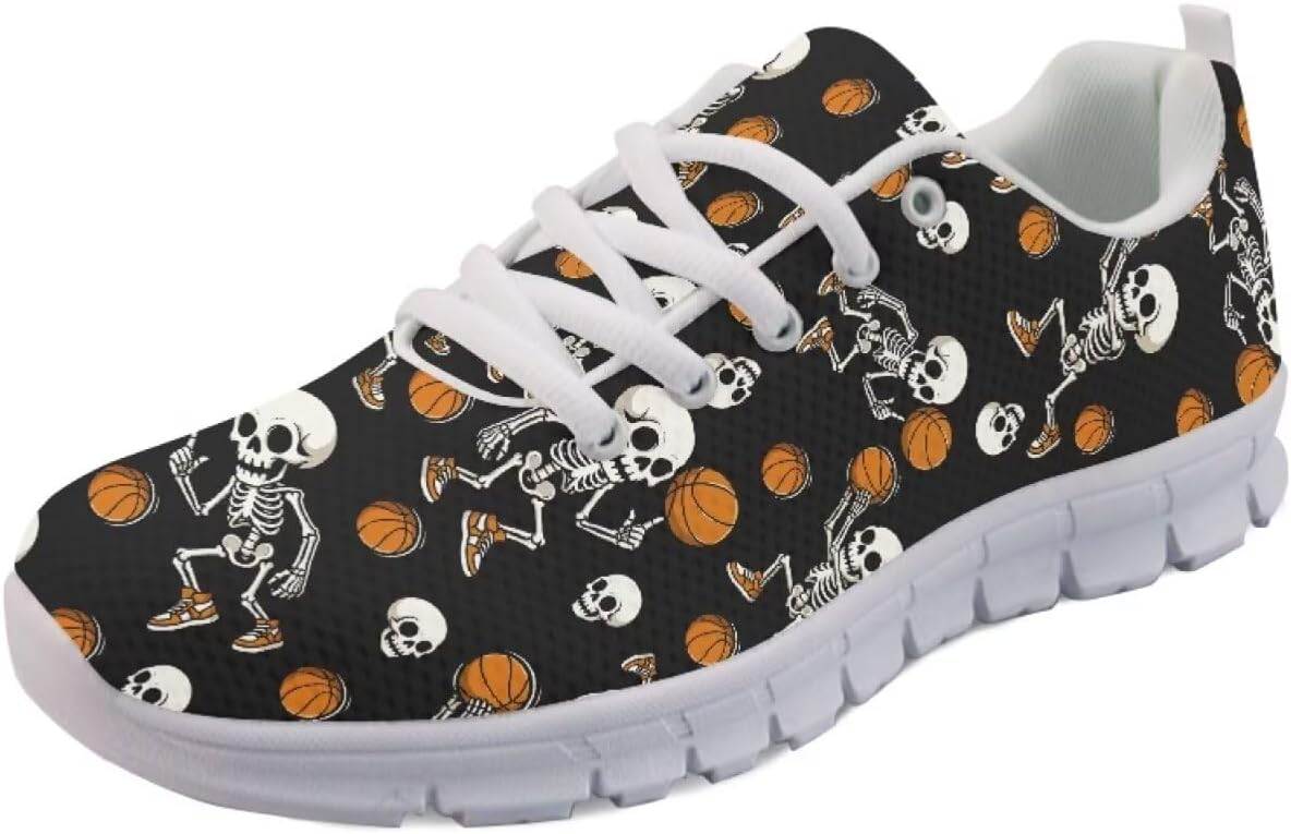 

Мужские кроссовки Forchrinse для бега, прогулочные, на шнуровке, повседневные, с нескользящей сетчатой подошвой для мужчин и женщин, Skull Basketball