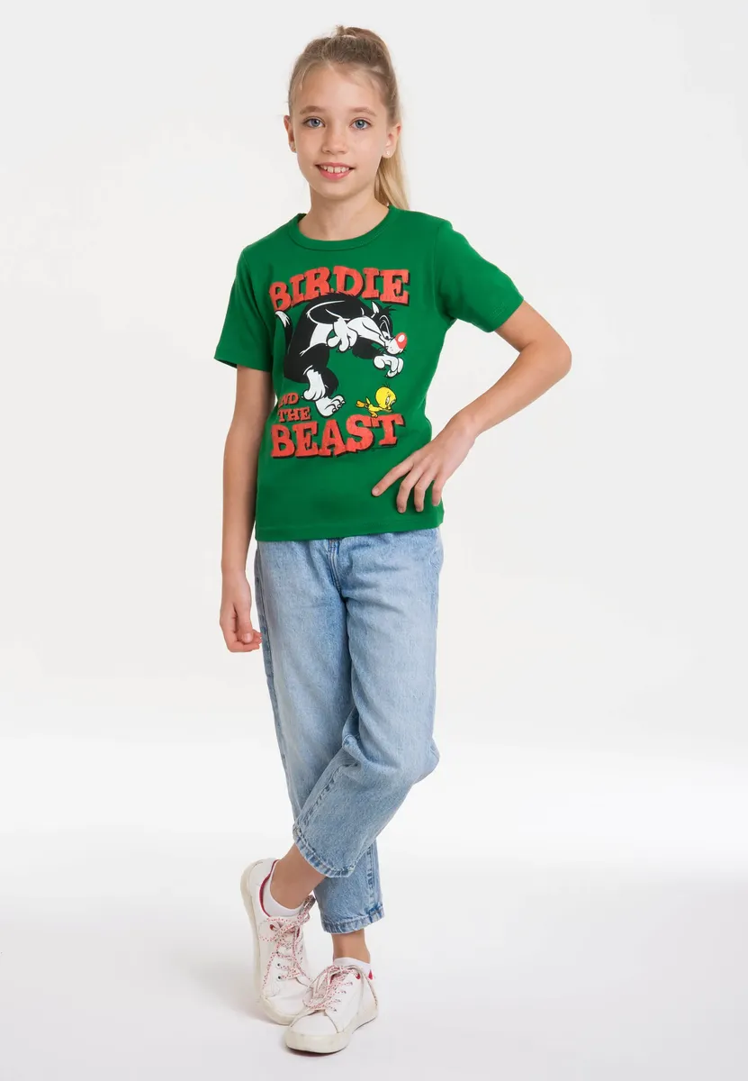 Футболка Logoshirt "Looney Tunes - Sylvester & Tweety" с лицензионным принтом, зеленый — фото 2