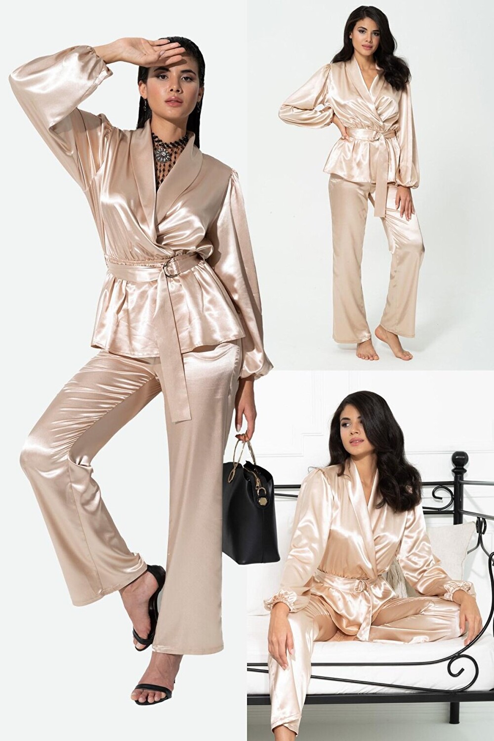 

Пижамный комплект из 2 предметов с камнями внутри и снаружи FOR YOU MODA