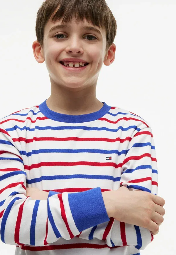 Свитшот Tommy Hilfiger Essential stripe relaxed long sleeve t-shirt sweatshirt, красный мульти-полоска — фото 4