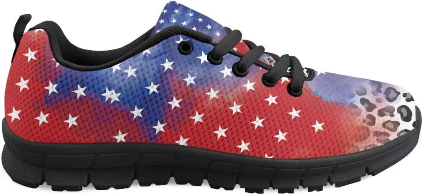 

Кроссовки GETELINSENG с американским флагом для мужчин, кеды, легкие, для прогулок и бега, с подошвой EVA, не скользящие, American Flag Leopard Print