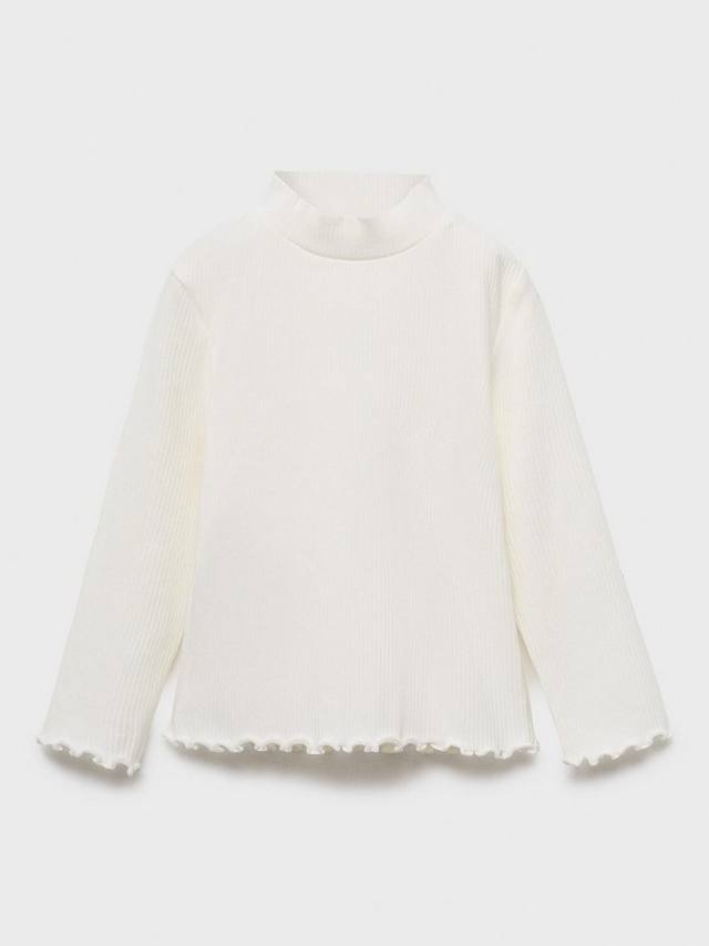 

Детская футболка с высоким воротником Turbi из хлопковой смеси Mango, Natural White