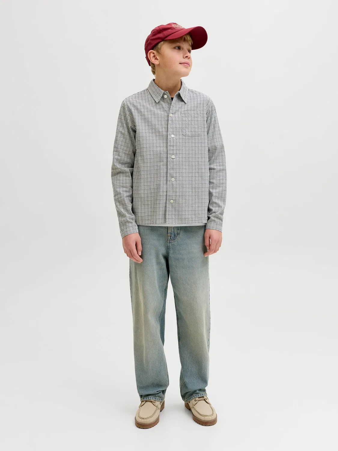 Рубашка свободного кроя JACK & JONES Junior, odyssey gray — фото 4