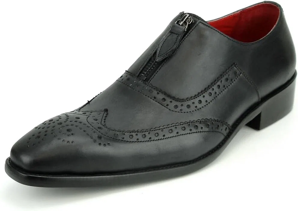 Лоферы FI-8714 Slip on Loafer Wing Tip Leather Upper, черный Fiesso by Aurelio Garcia