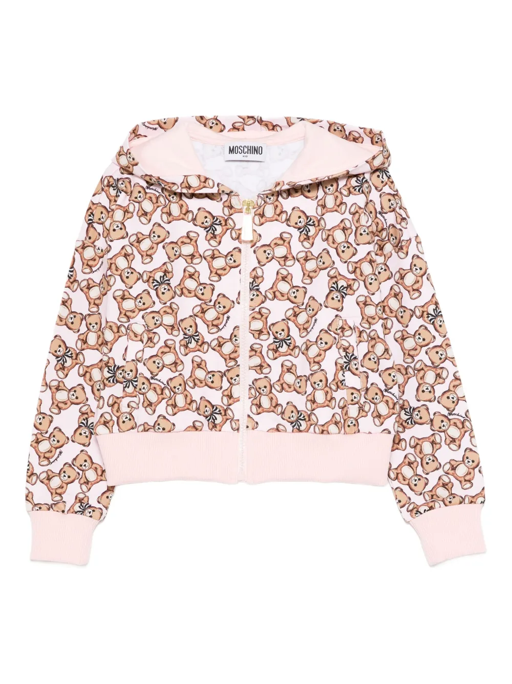

Куртка с капюшоном и принтом тедди Moschino Kids, розовый