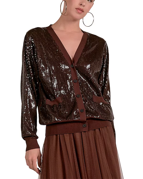 

Свободный кардиган с V-образным вырезом Elan, коричневый