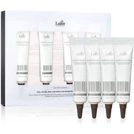 

Scalp Scaling Spa-уход для волос 15 г x 4 отшелушивающие ампулы Активные ингредиенты Scalp Scaling Control Контроль кожного сала Успокаивающий кондиционер для волос Здоровая кожа головы без перхоти, La'Dor