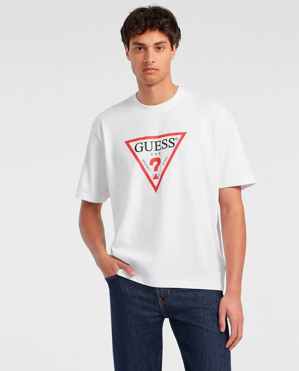 

Мужская футболка с коротким рукавом Guess Jeans, белый