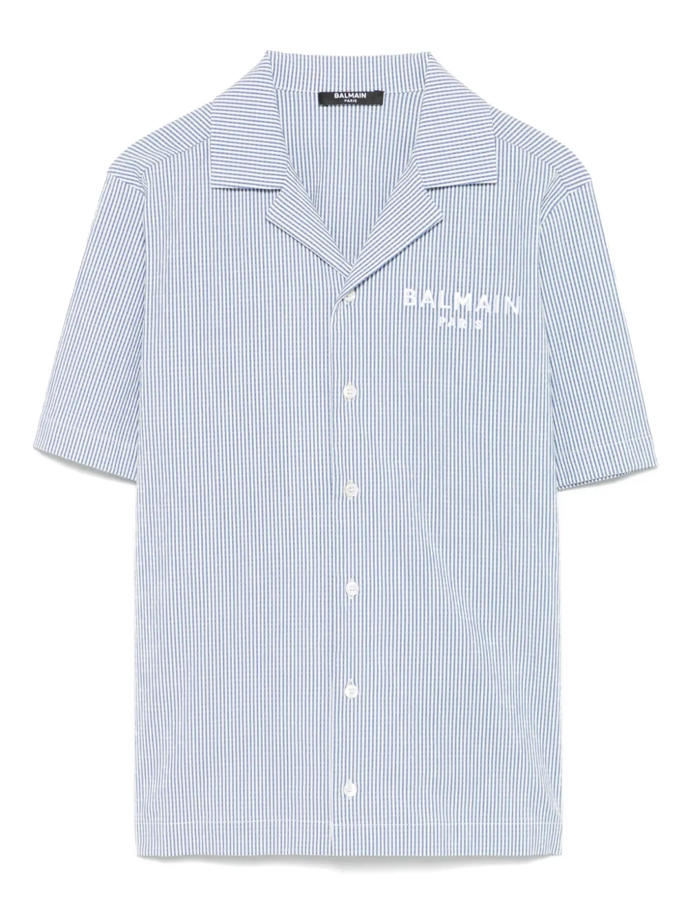 

Полосатая хлопковая рубашка Balmain Kids, синий