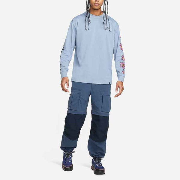 Футболка Nike ACG SS22 Flowers Alphabet Printing Casual Long Sleeves Blue, мультиколор — фото 3