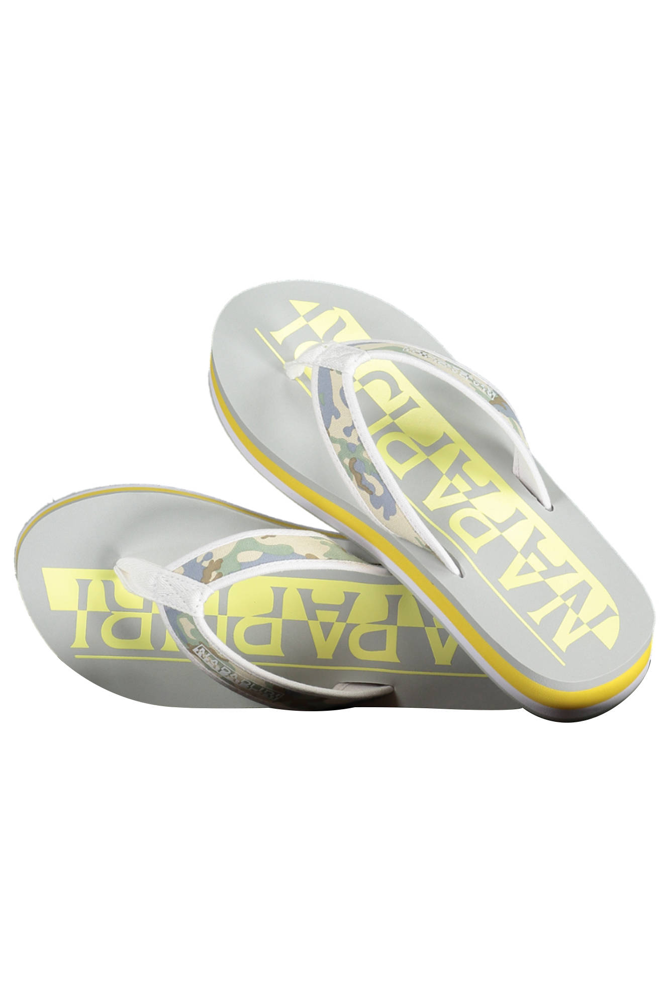 Шлепанцы женские Napapijri Shoes с принтом на подошве, серо-желтый