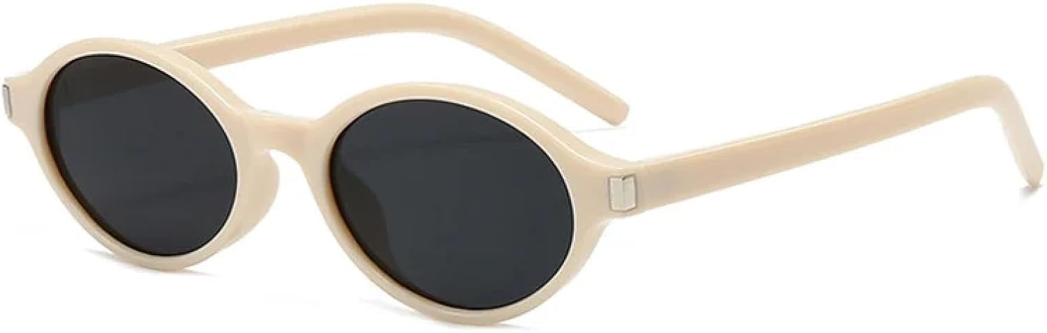 

Солнцезащитные очки с защитой от УФ-излучения UV400 | Маленькая оправа "кошачий глаз" овальной формы с заклепками | для женщин и мужчин, для занятий спортом на открытом воздухе и вождения DSVIGF, Beige-black