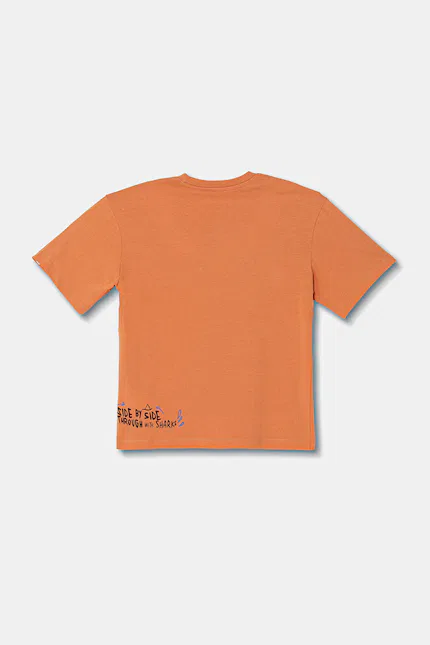 Футболка оверсайз T-shirt United Colors of Benetton, оранжевый — фото 2