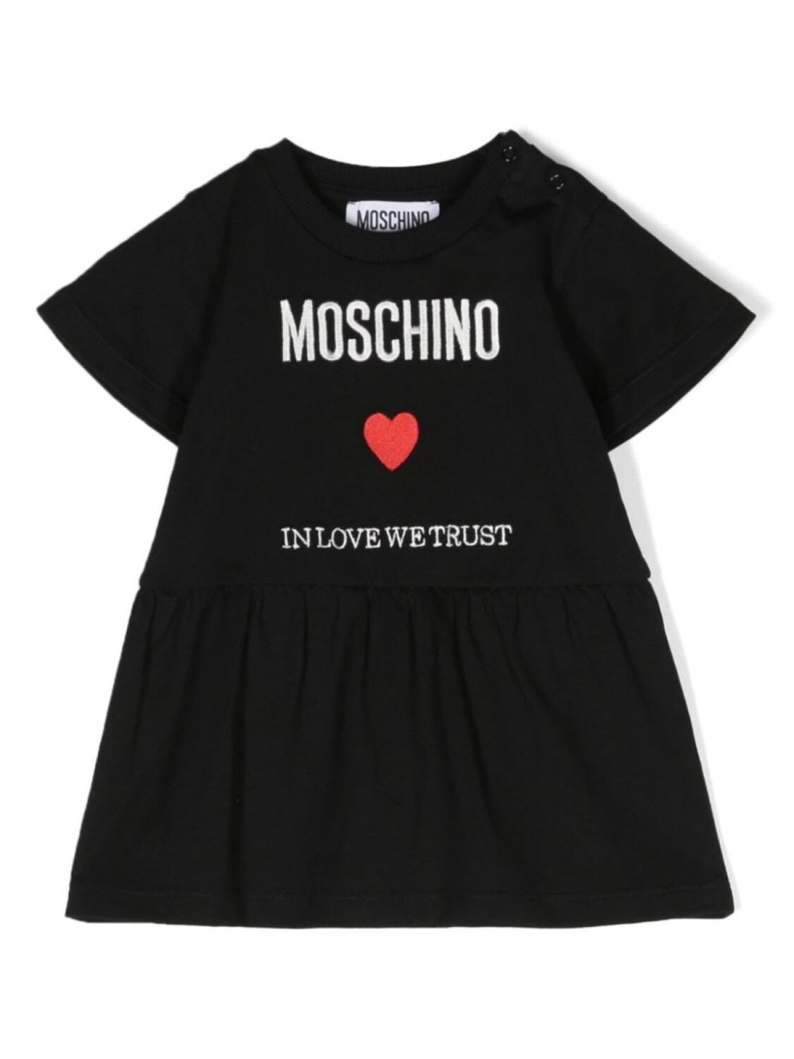 

Moschino Kids расклешенное платье с вышитым логотипом, черный