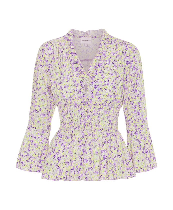 

Фиолетово-Желтая блузка с цветочным принтом и рукавами 3/4 Americandreams, мультиколор