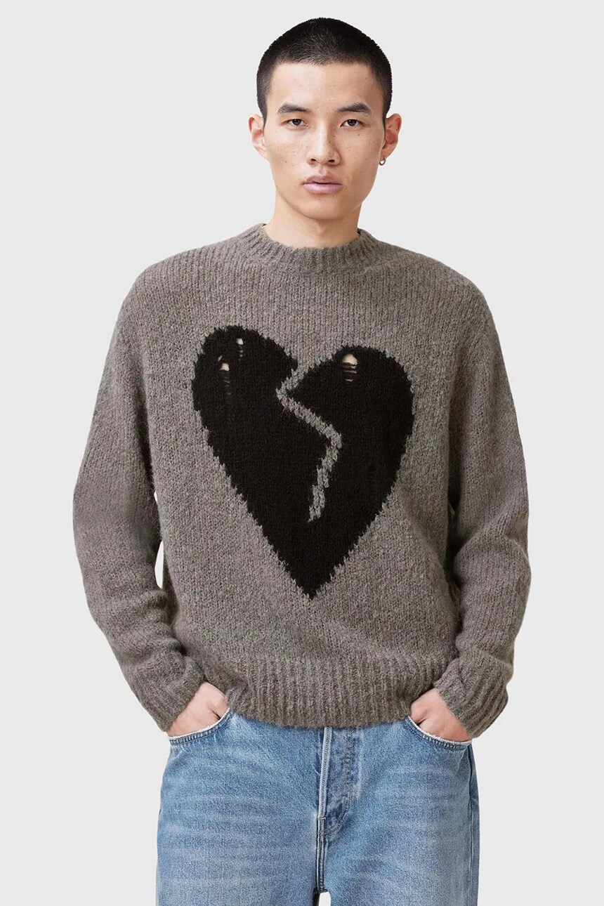 

Шерстяной свитер AllSaints LUVHEART, серый