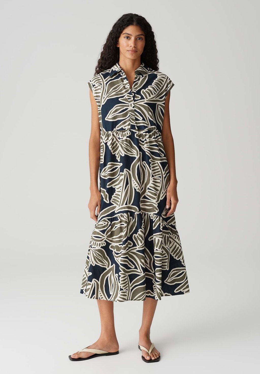 

Платье-рубашка RELAXED FIT MIDI PRINT VOLANT OPUS, оливковый