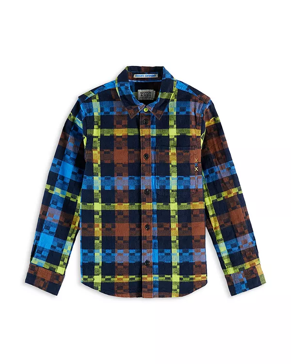 

Детская фланелевая клетчатая рубашка - для подростков постарше Scotch & Soda, синий