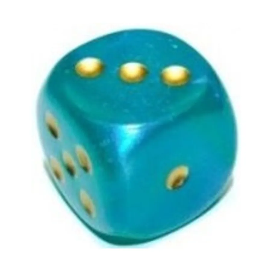 

d6, 16 мм, бирюзовый с золотом (12) (3-е издание), Dice - Borealis - d6 16mm (Chessex)